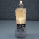 ŚWIECA AKRYLOWA / BROKATOWA SUBITO H180 – CIEPŁY BIAŁY