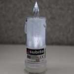 ŚWIECA AKRYLOWA / BROKATOWA SUBITO H180 - ZIMNY BIAŁY